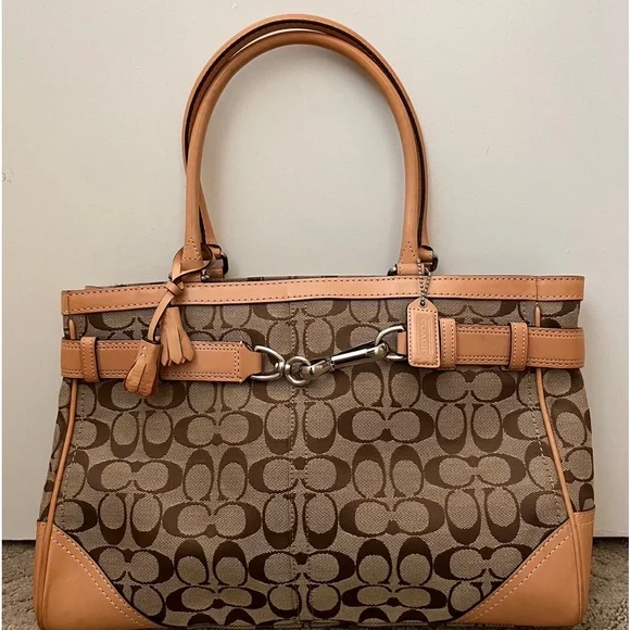 Coach | Bags | Coach Hamptons Signature Carryall Khaki Tan Leather  